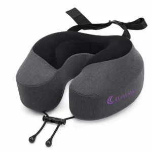 Lunaavo | High Back Dark Grey Travel Pillow with Seat Attachment Straps