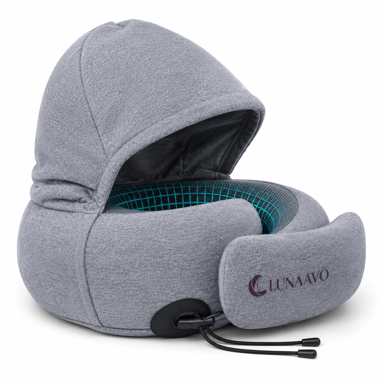 Lunaavo | Hooded Memory Foam Travel Neck Pillow with Mesh Core - Image 4