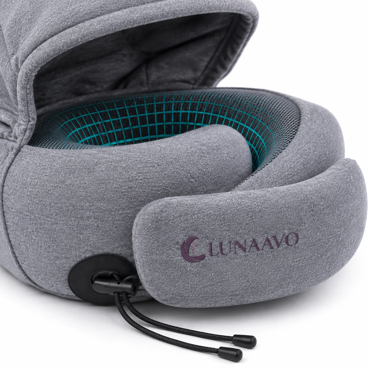 Lunaavo | Hooded Memory Foam Travel Neck Pillow with Mesh Core - Image 2