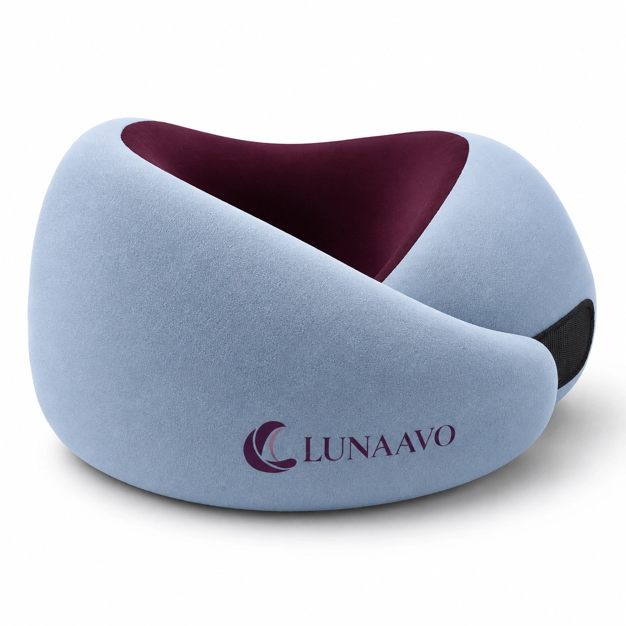 Lunaavo | Plush Blue Dual Tone Wrap Around Travel Neck Pillow - Image 3