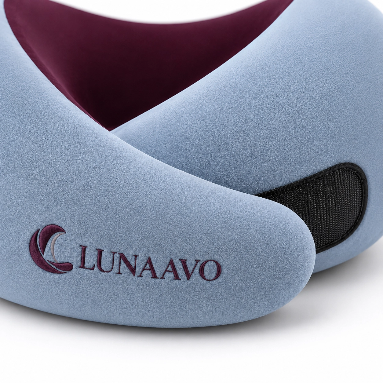Lunaavo | Plush Blue Dual Tone Wrap Around Travel Neck Pillow - Image 2