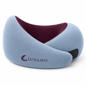 Lunaavo | Plush Blue Dual Tone Wrap Around Travel Neck Pillow