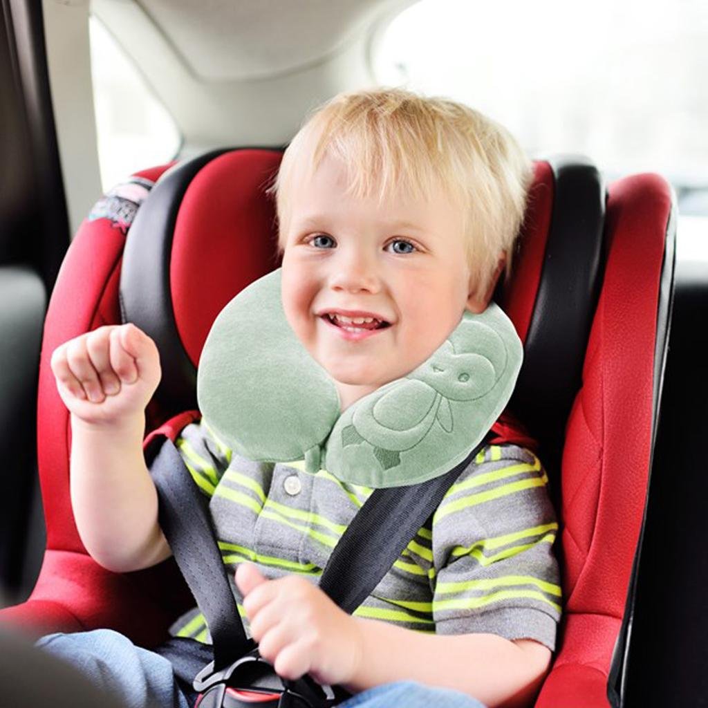 Sinyiin Kids Friendly Car Seat Neck Pillow Headrest Pillow With Plush Cover, Size: Green - Image 3